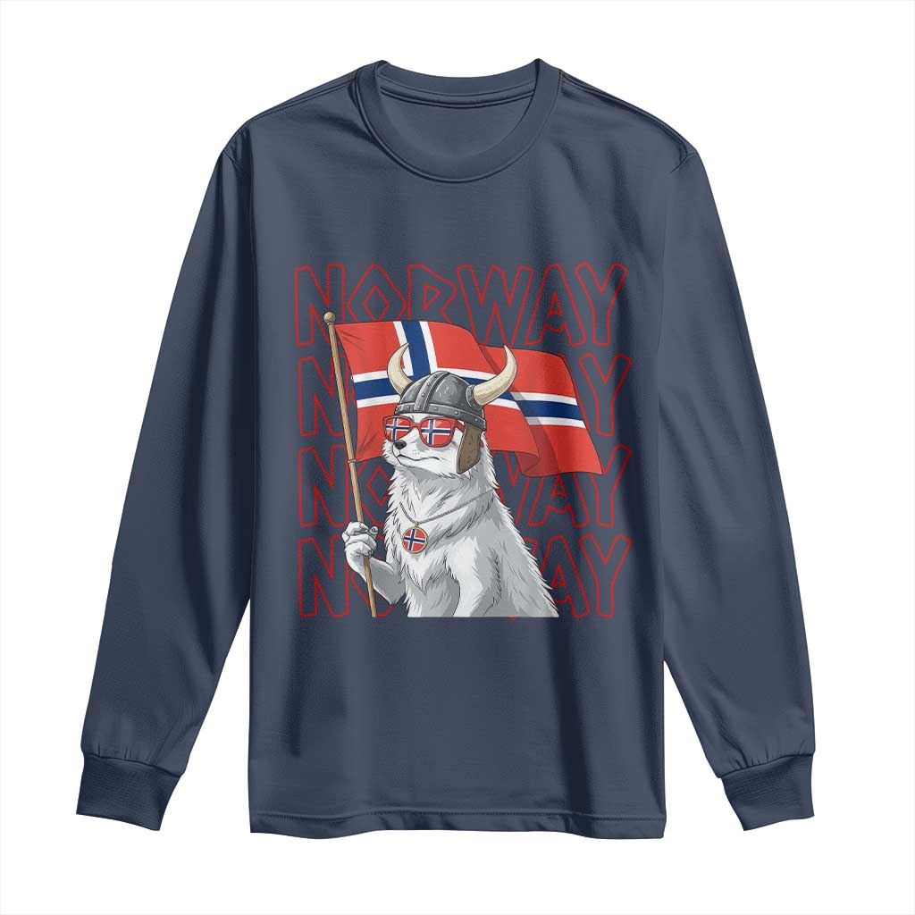 Norwegian Forest Cat Norway Flag Norge Pride Long Sleeve Shirt TS14 Navy Print Your Wear