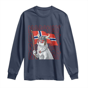 Norwegian Forest Cat Norway Flag Norge Pride Long Sleeve Shirt TS14 Navy Print Your Wear