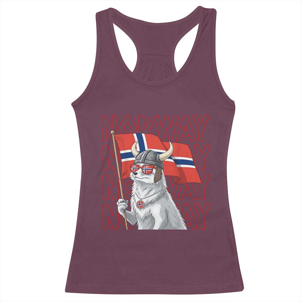 Norwegian Forest Cat Norway Flag Norge Pride Racerback Tank Top TS14 Maroon Print Your Wear