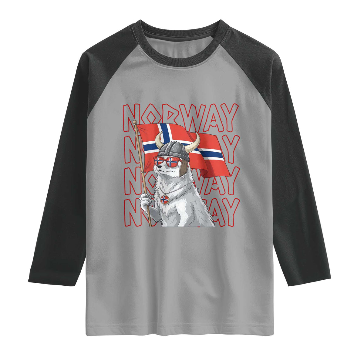 Norwegian Forest Cat Norway Flag Norge Pride Raglan Shirt TS14 Sport Gray Black Print Your Wear