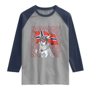 Norwegian Forest Cat Norway Flag Norge Pride Raglan Shirt TS14 Sport Gray Navy Print Your Wear