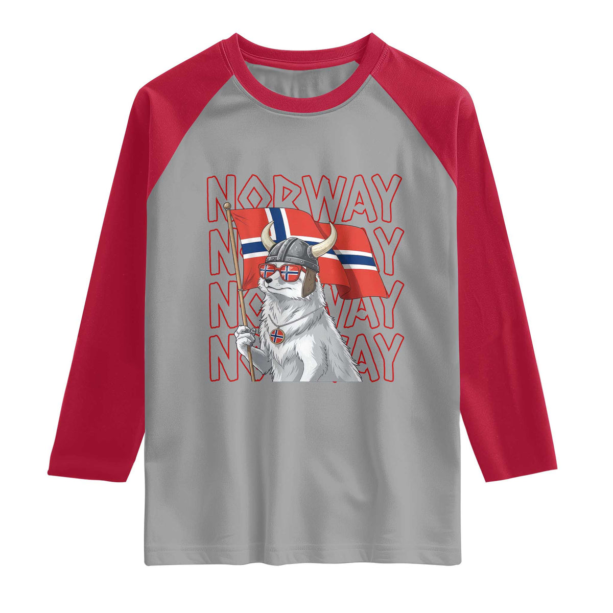 Norwegian Forest Cat Norway Flag Norge Pride Raglan Shirt TS14 Sport Gray Red Print Your Wear