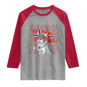 Norwegian Forest Cat Norway Flag Norge Pride Raglan Shirt TS14 Sport Gray Red Print Your Wear