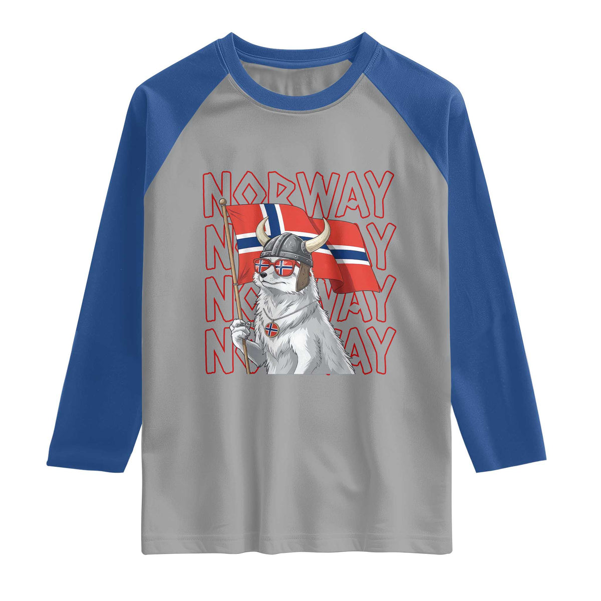 Norwegian Forest Cat Norway Flag Norge Pride Raglan Shirt TS14 Sport Gray Royal Print Your Wear