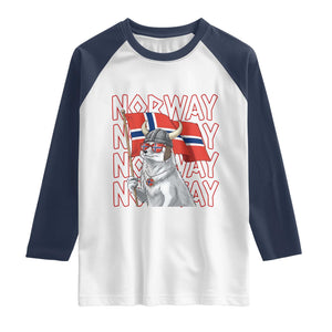 Norwegian Forest Cat Norway Flag Norge Pride Raglan Shirt TS14 XS White Navy Print Your Wear