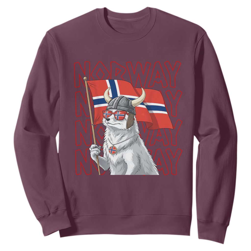 Norwegian Forest Cat Norway Flag Norge Pride Sweatshirt TS14 Maroon Print Your Wear