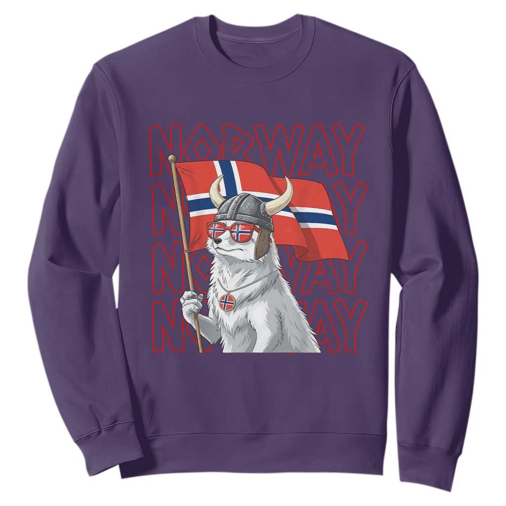 Norwegian Forest Cat Norway Flag Norge Pride Sweatshirt TS14 S Purple Print Your Wear