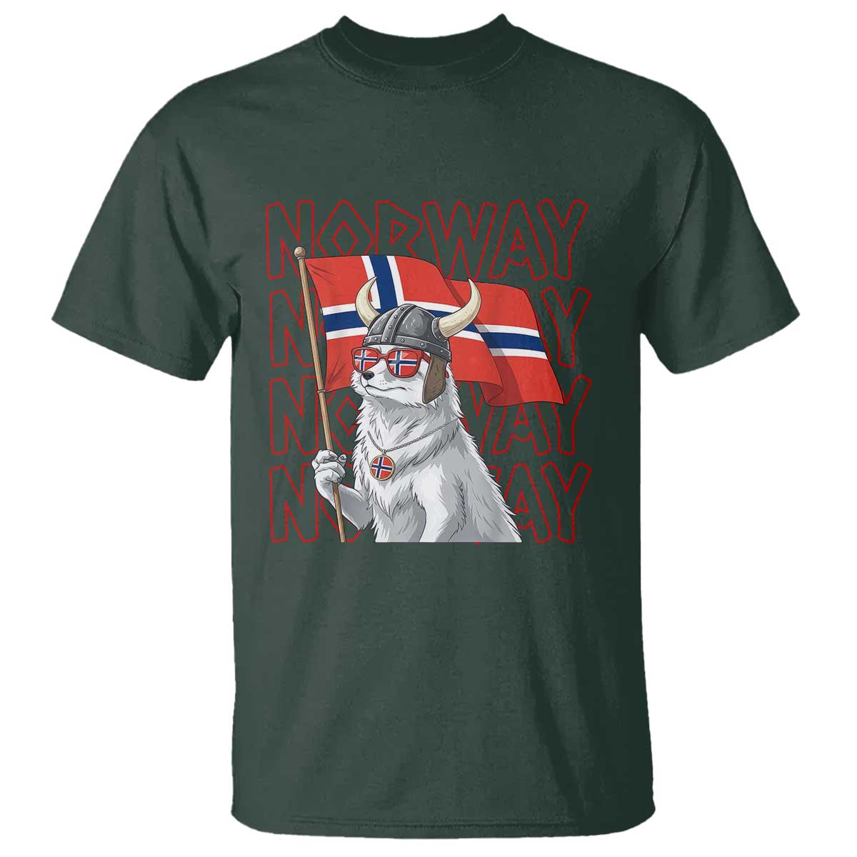 Norwegian Forest Cat Norway Flag Norge Pride T Shirt TS14 Dark Forest Green Print Your Wear