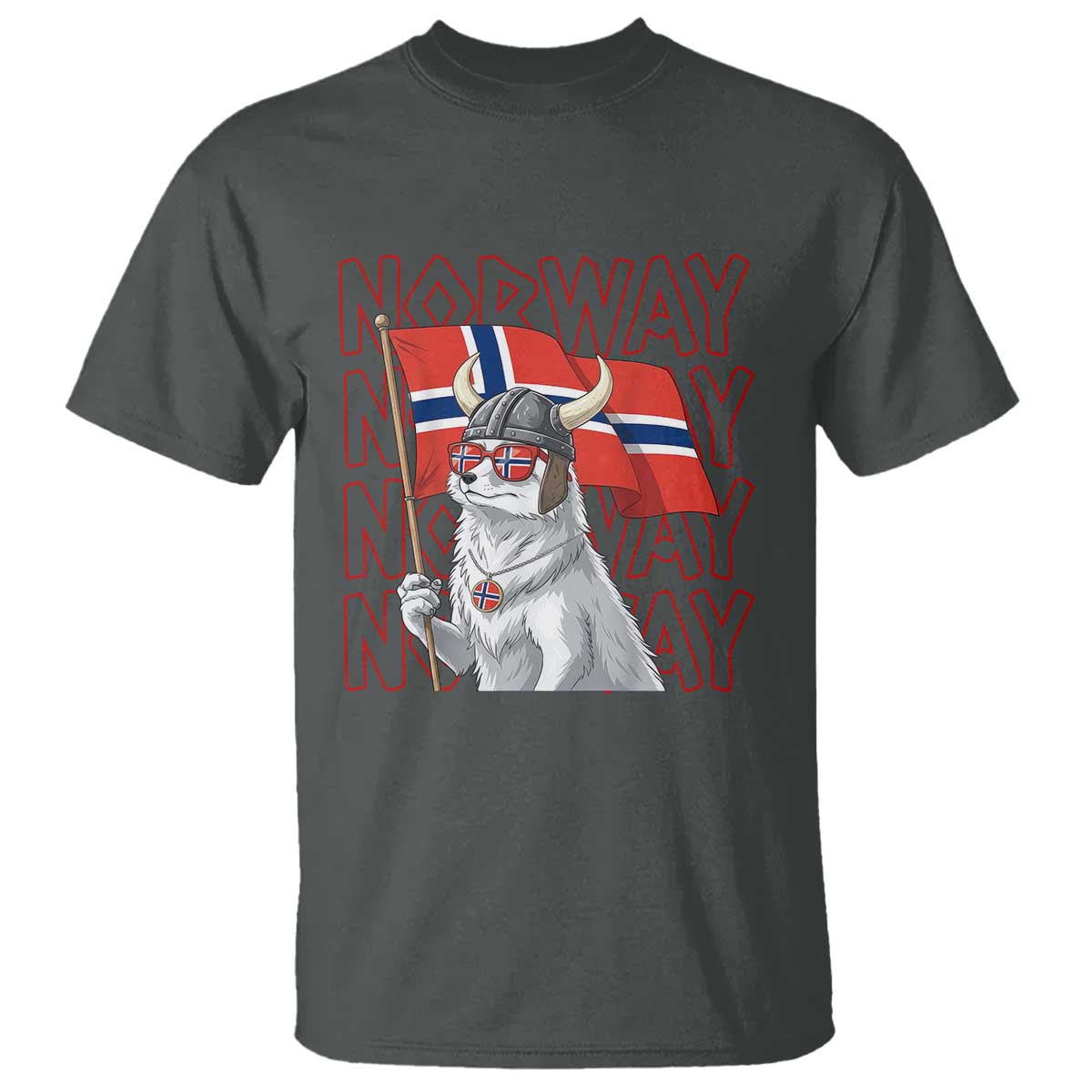 Norwegian Forest Cat Norway Flag Norge Pride T Shirt TS14 Dark Heather Print Your Wear