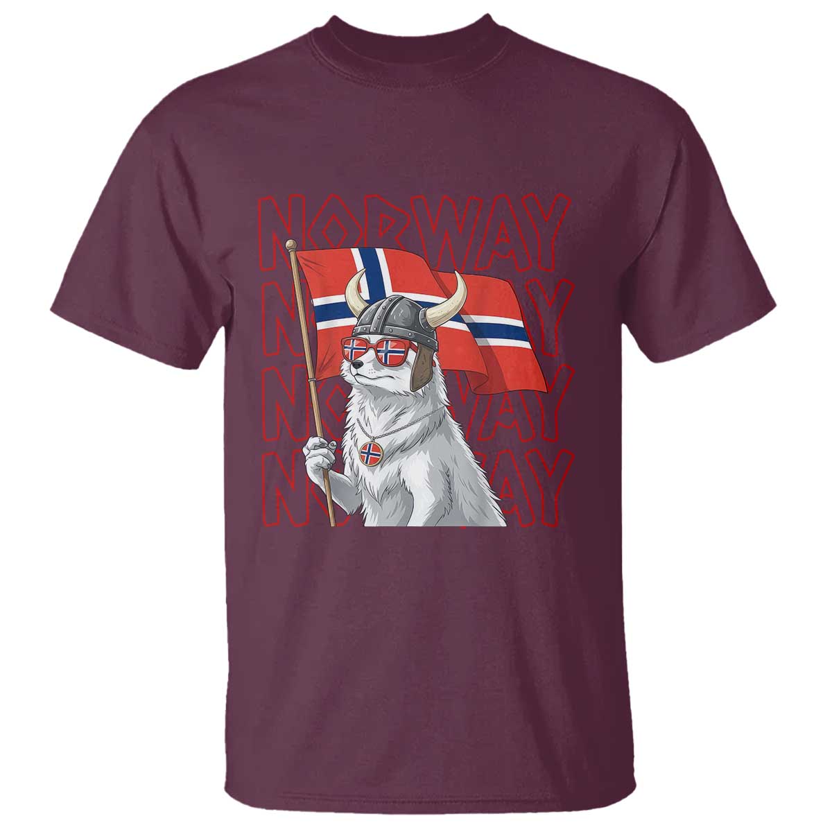 Norwegian Forest Cat Norway Flag Norge Pride T Shirt TS14 Maroon Print Your Wear
