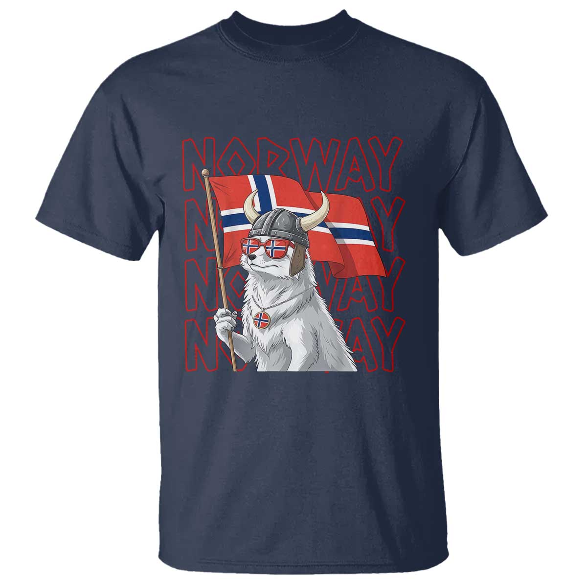Norwegian Forest Cat Norway Flag Norge Pride T Shirt TS14 Navy Print Your Wear