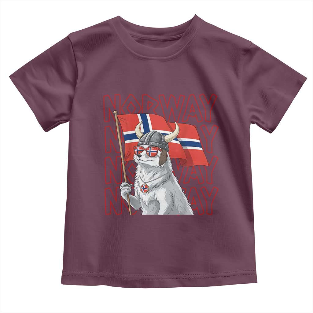 Norwegian Forest Cat Norway Flag Norge Pride Toddler T Shirt TS14 Maroon Print Your Wear