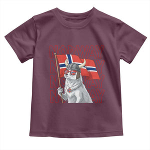 Norwegian Forest Cat Norway Flag Norge Pride Toddler T Shirt TS14 Maroon Print Your Wear