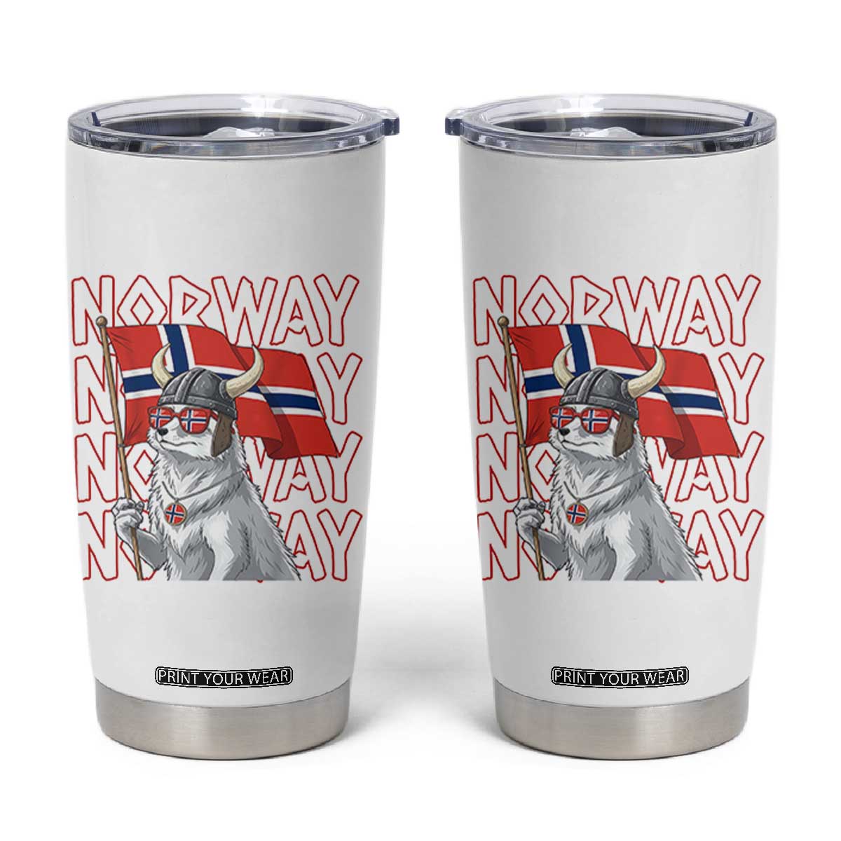Norwegian Forest Cat Norway Flag Norge Pride Tumbler Cup TS14 White Print Your Wear