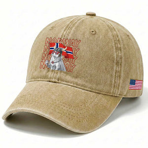 Norwegian Forest Cat Norway Flag Norge Pride Washed Cotton Baseball Cap TS14 Print Your Wear
