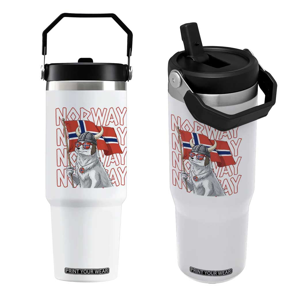 Norwegian Forest Cat Norway Flag Norge Pride Flip Straw Tumbler TS14 One Size: 30 oz White Print Your Wear