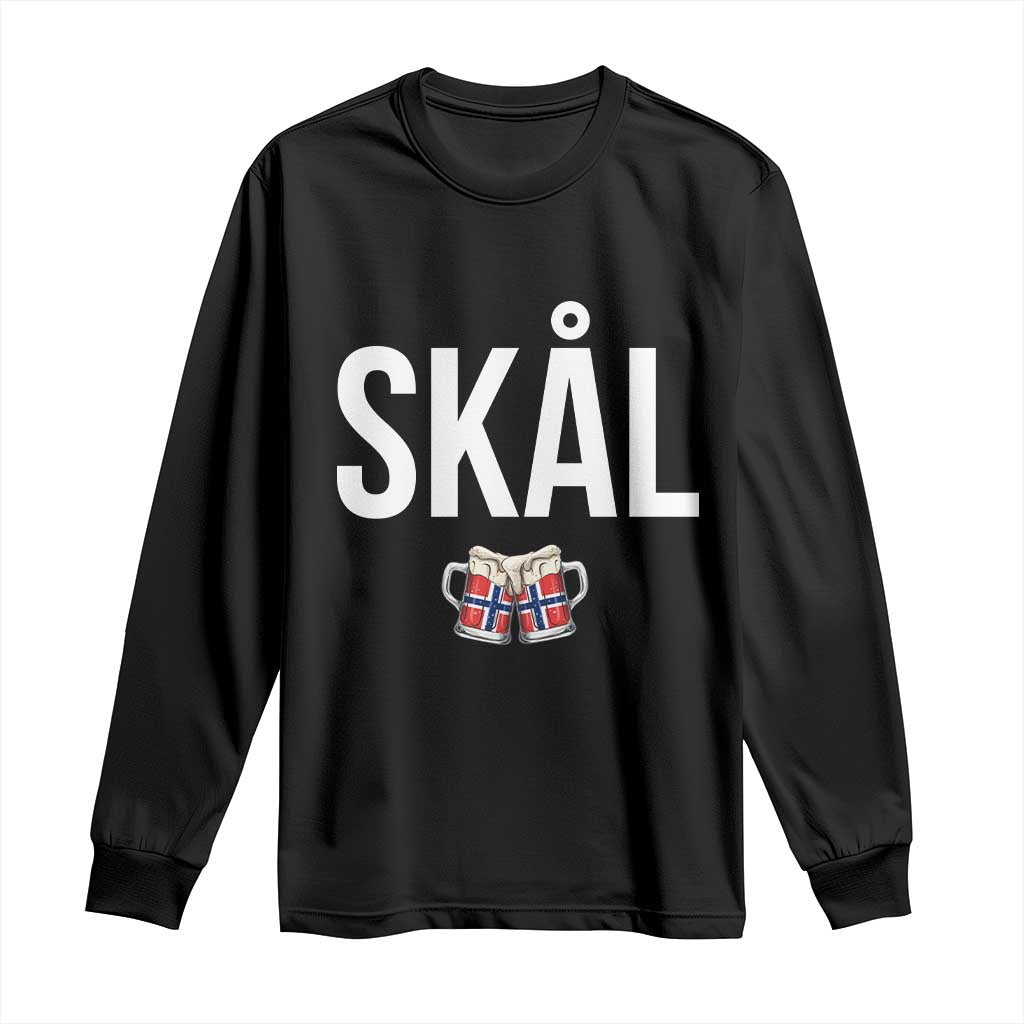 Skål Cheers in Norwegian Norway Long Sleeve Shirt Funny Drinking Beer Norwegian Scandinavian TS14 Black Print Your Wear