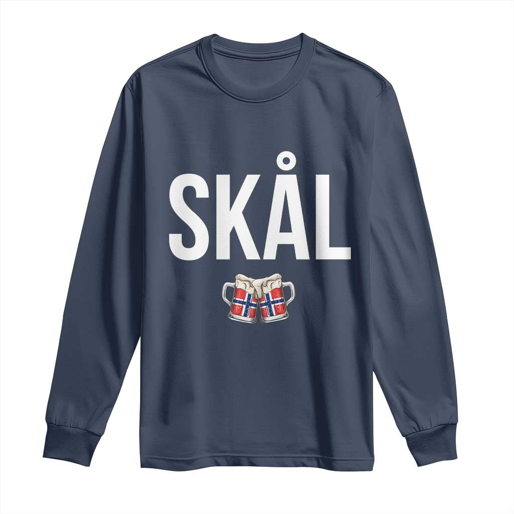Skål Cheers in Norwegian Norway Long Sleeve Shirt Funny Drinking Beer Norwegian Scandinavian TS14 Navy Print Your Wear