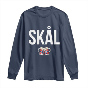 Skål Cheers in Norwegian Norway Long Sleeve Shirt Funny Drinking Beer Norwegian Scandinavian TS14 Navy Print Your Wear