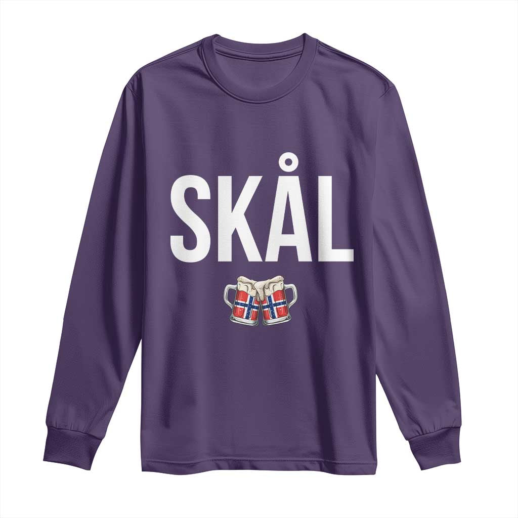 Skål Cheers in Norwegian Norway Long Sleeve Shirt Funny Drinking Beer Norwegian Scandinavian TS14 S Purple Print Your Wear