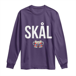 Skål Cheers in Norwegian Norway Long Sleeve Shirt Funny Drinking Beer Norwegian Scandinavian TS14 S Purple Print Your Wear