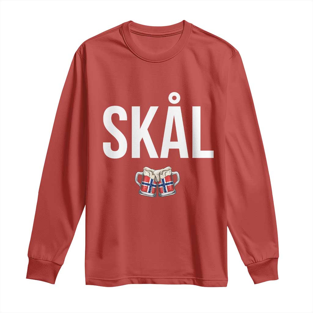 Skål Cheers in Norwegian Norway Long Sleeve Shirt Funny Drinking Beer Norwegian Scandinavian TS14 Red Print Your Wear