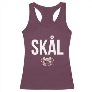 Skål Cheers in Norwegian Norway Racerback Tank Top Funny Drinking Beer Norwegian Scandinavian TS14 Maroon Print Your Wear