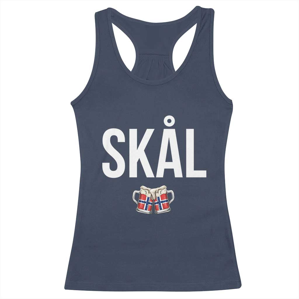 Skål Cheers in Norwegian Norway Racerback Tank Top Funny Drinking Beer Norwegian Scandinavian TS14 Navy Print Your Wear