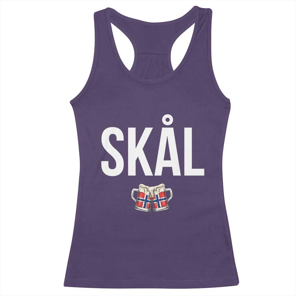 Skål Cheers in Norwegian Norway Racerback Tank Top Funny Drinking Beer Norwegian Scandinavian TS14 Purple Print Your Wear
