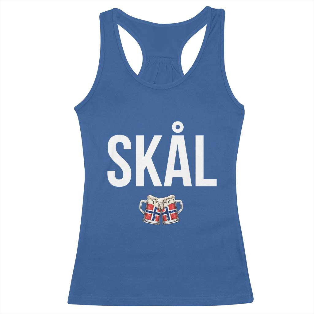 Skål Cheers in Norwegian Norway Racerback Tank Top Funny Drinking Beer Norwegian Scandinavian TS14 Royal Blue Print Your Wear