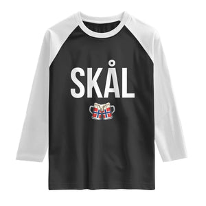 Skål Cheers in Norwegian Norway Raglan Shirt Funny Drinking Beer Norwegian Scandinavian TS14 Black White Print Your Wear