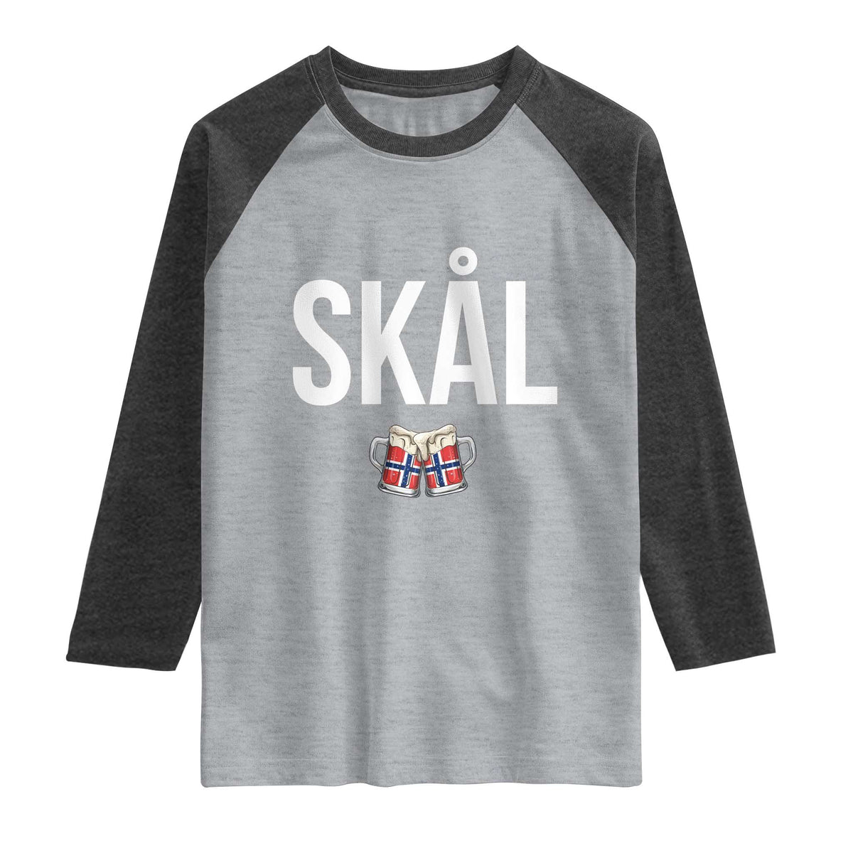 Skål Cheers in Norwegian Norway Raglan Shirt Funny Drinking Beer Norwegian Scandinavian TS14 Heather Gray Heather Charcoal Print Your Wear