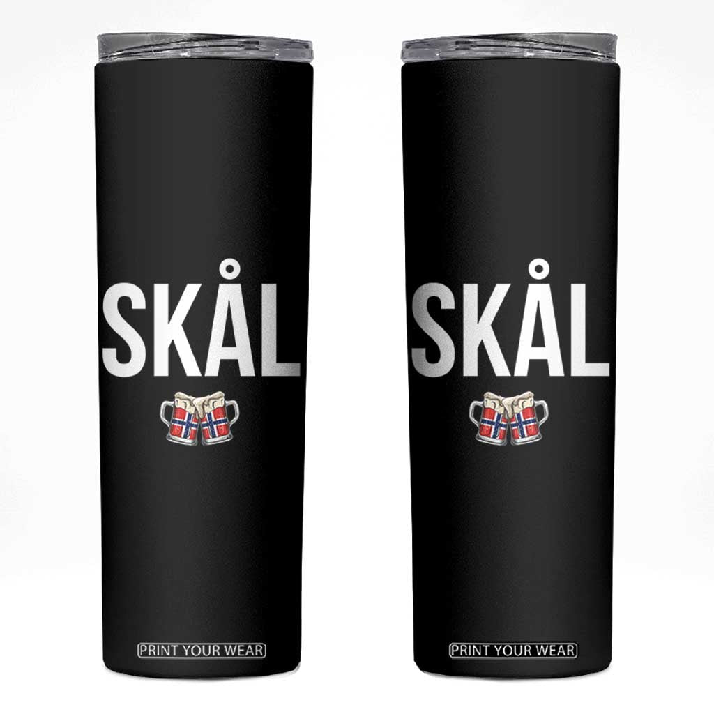Skål Cheers in Norwegian Norway Skinny Tumbler Funny Drinking Beer Norwegian Scandinavian TS14 Black Print Your Wear