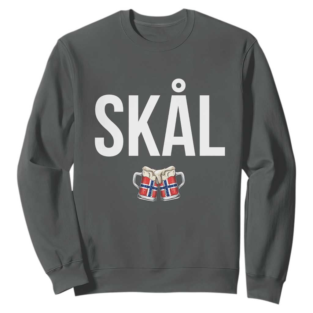 Skål Cheers in Norwegian Norway Sweatshirt Funny Drinking Beer Norwegian Scandinavian TS14 Dark Heather Print Your Wear