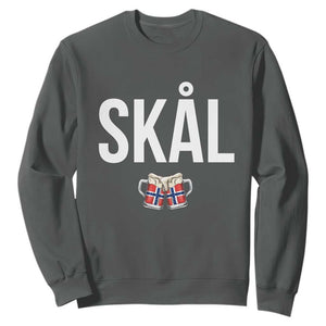 Skål Cheers in Norwegian Norway Sweatshirt Funny Drinking Beer Norwegian Scandinavian TS14 Dark Heather Print Your Wear