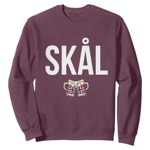Skål Cheers in Norwegian Norway Sweatshirt Funny Drinking Beer Norwegian Scandinavian TS14 Maroon Print Your Wear