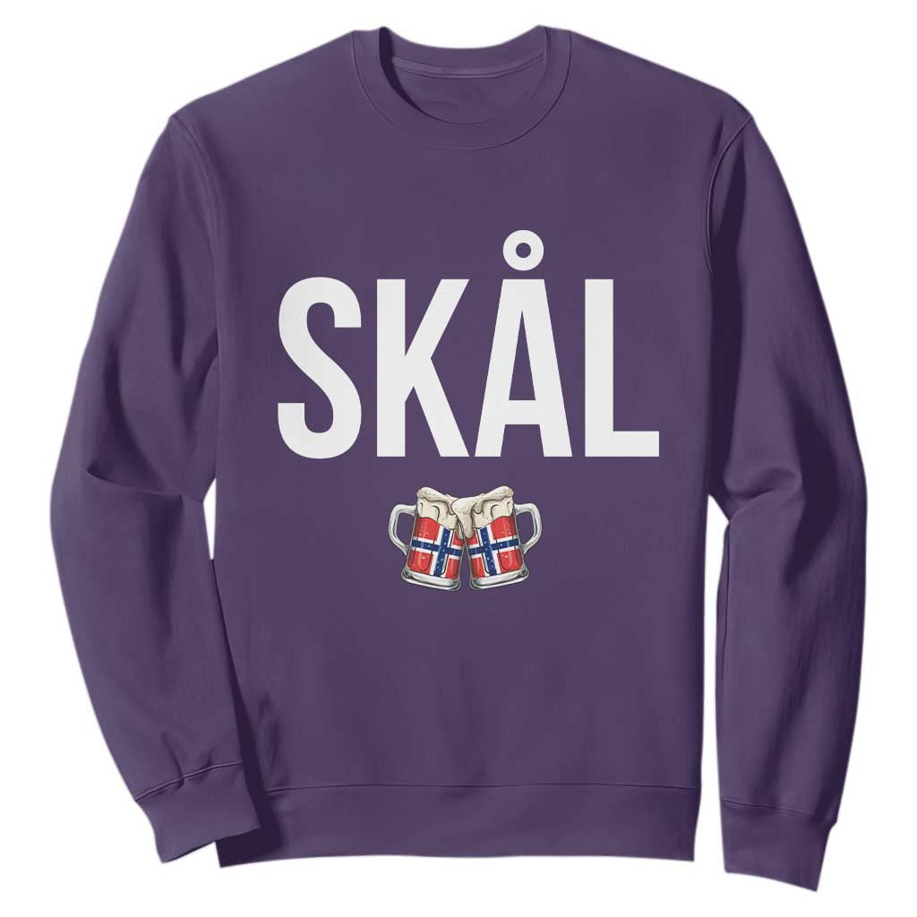 Skål Cheers in Norwegian Norway Sweatshirt Funny Drinking Beer Norwegian Scandinavian TS14 S Purple Print Your Wear