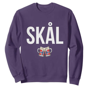 Skål Cheers in Norwegian Norway Sweatshirt Funny Drinking Beer Norwegian Scandinavian TS14 S Purple Print Your Wear