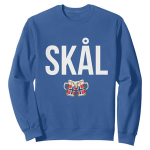 Skål Cheers in Norwegian Norway Sweatshirt Funny Drinking Beer Norwegian Scandinavian TS14 Royal Blue Print Your Wear