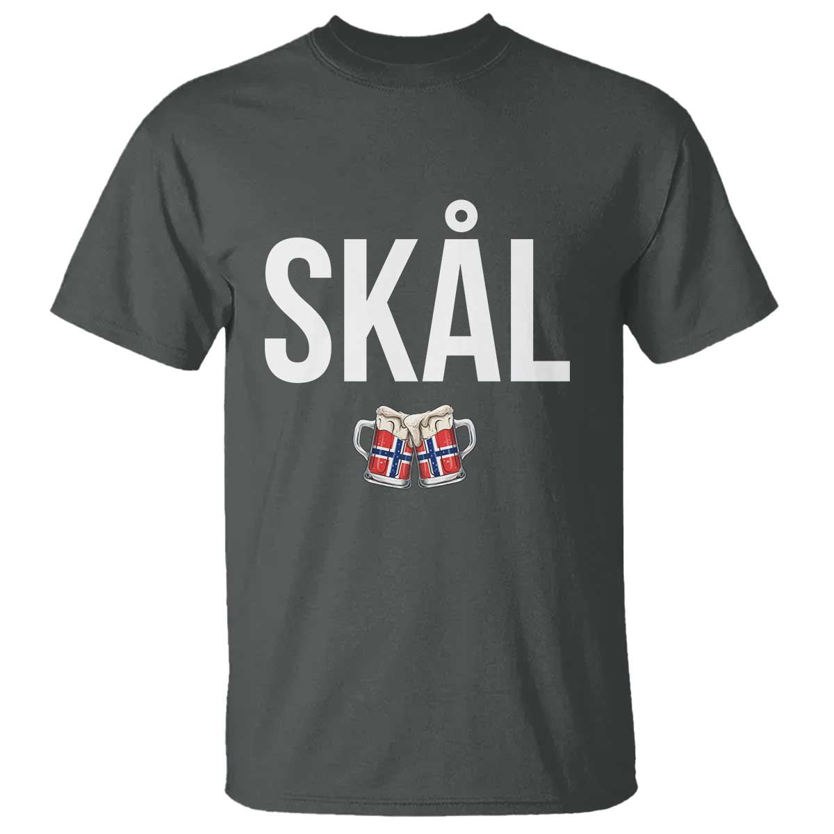 Skål Cheers in Norwegian Norway T Shirt Funny Drinking Beer Norwegian Scandinavian TS14 Dark Heather Print Your Wear