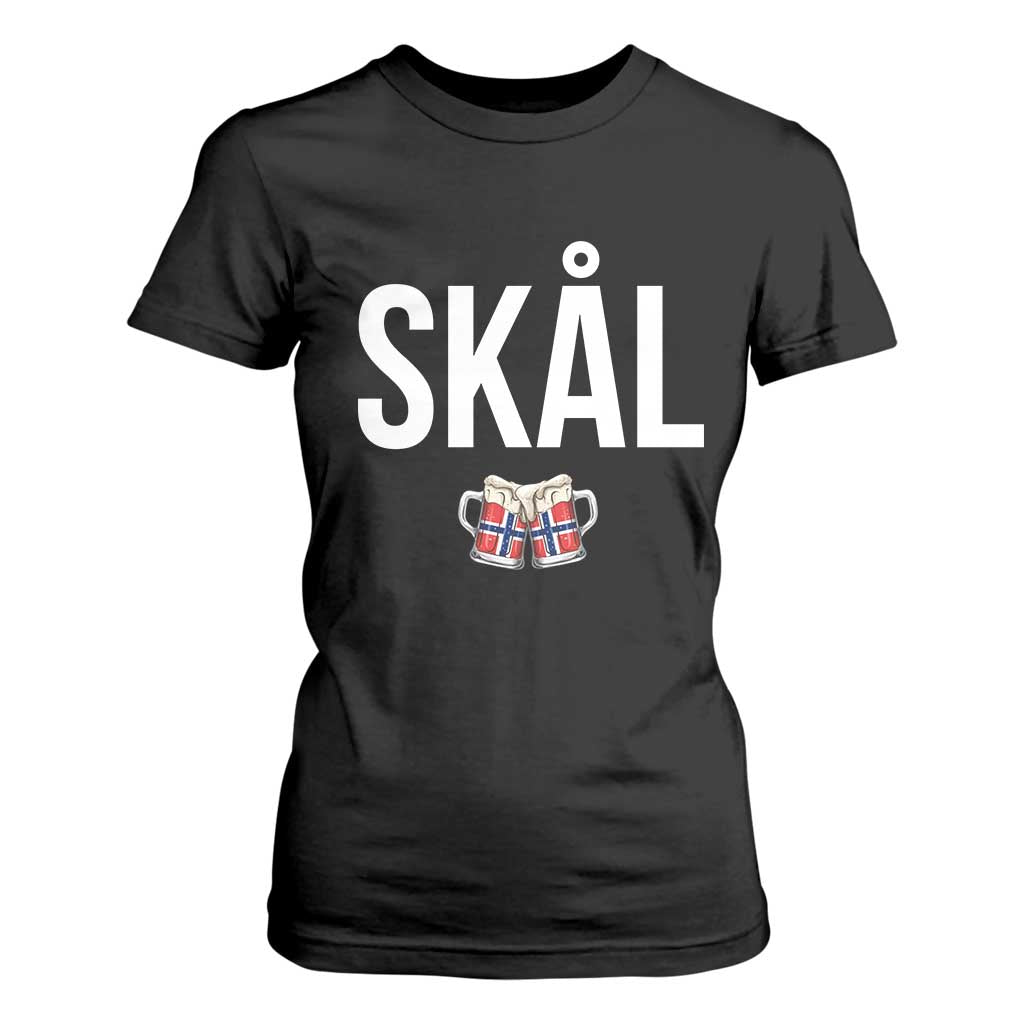Skål Cheers in Norwegian Norway T Shirt For Women Funny Drinking Beer Norwegian Scandinavian TS14 Black Print Your Wear