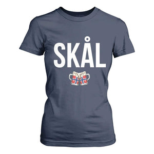 Skål Cheers in Norwegian Norway T Shirt For Women Funny Drinking Beer Norwegian Scandinavian TS14 Navy Print Your Wear