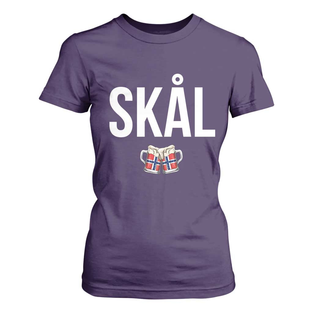 Skål Cheers in Norwegian Norway T Shirt For Women Funny Drinking Beer Norwegian Scandinavian TS14 Purple Print Your Wear