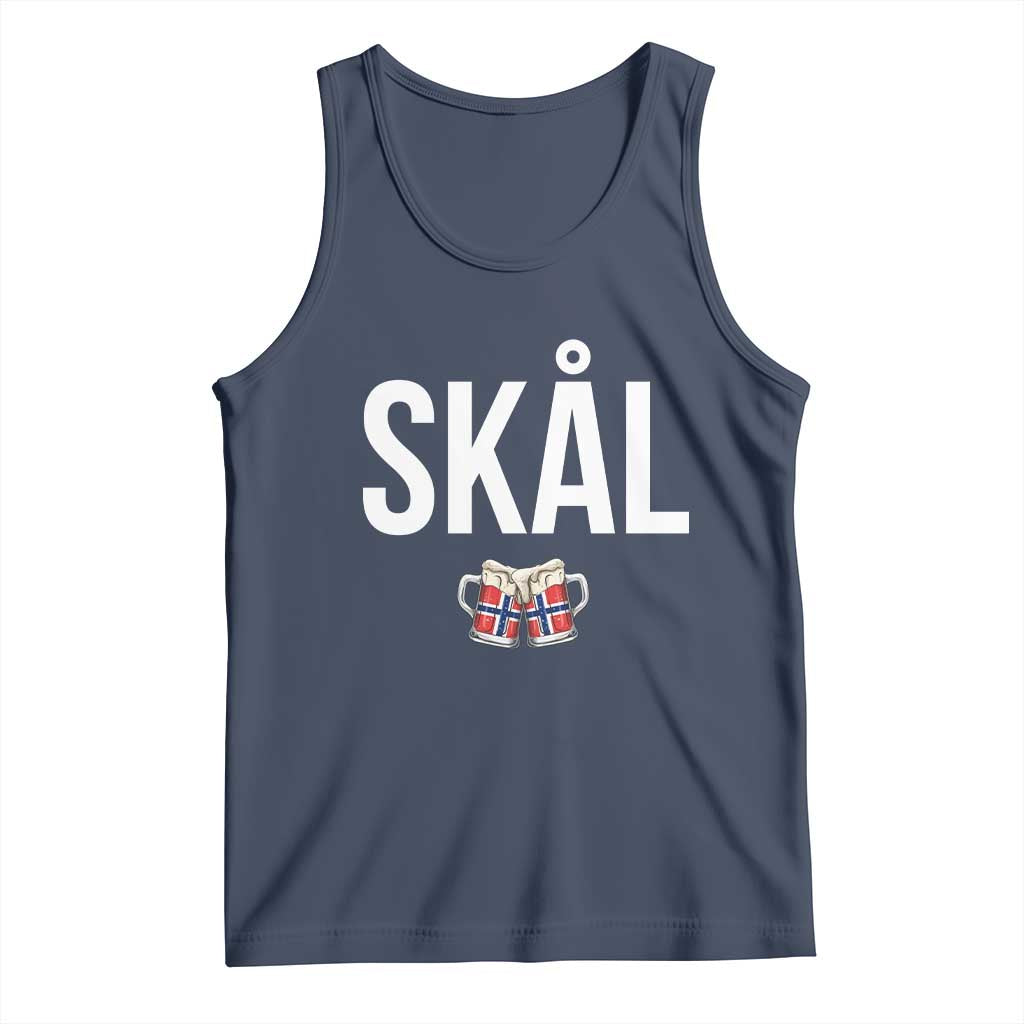 Skål Cheers in Norwegian Norway Tank Top Funny Drinking Beer Norwegian Scandinavian TS14 Navy Print Your Wear