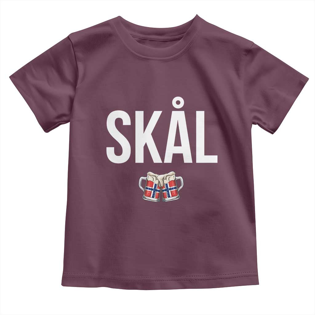 Skål Cheers in Norwegian Norway Toddler T Shirt Funny Drinking Beer Norwegian Scandinavian TS14 Maroon Print Your Wear