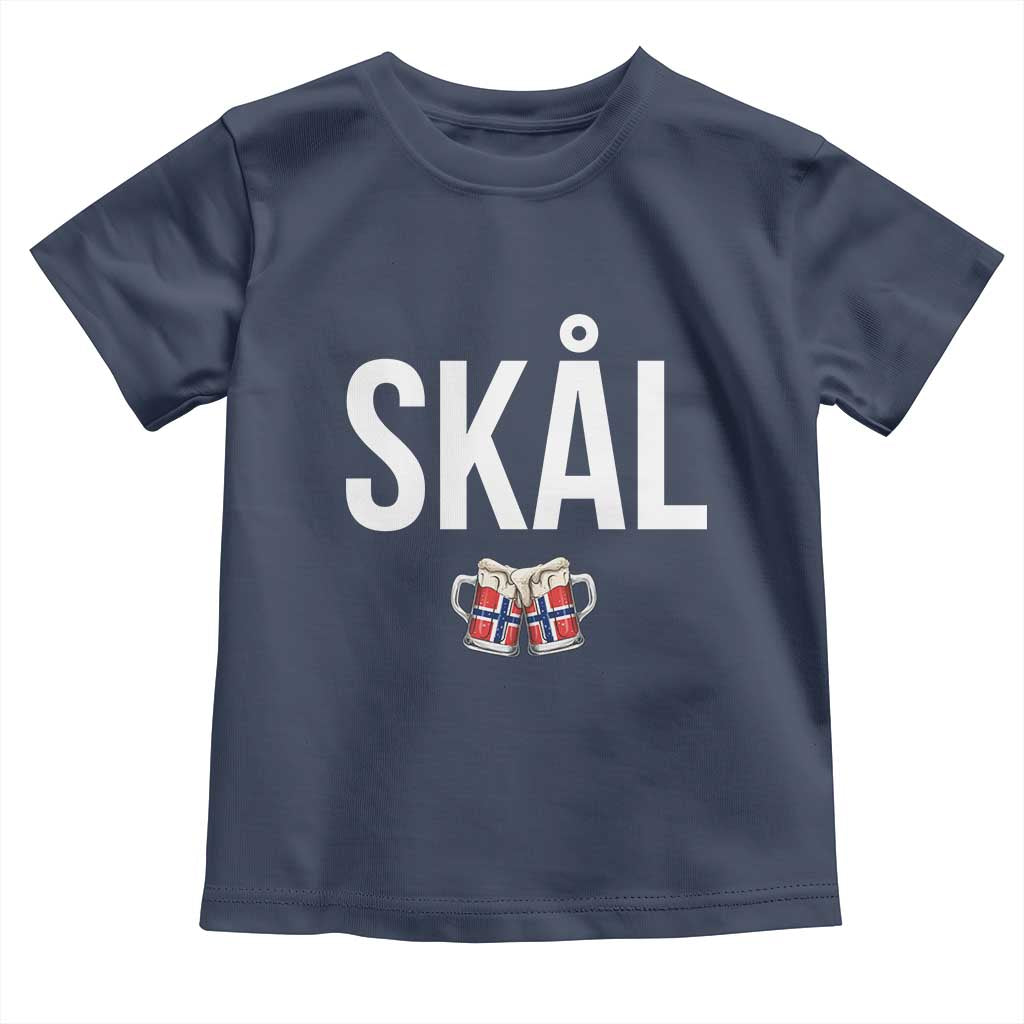 Skål Cheers in Norwegian Norway Toddler T Shirt Funny Drinking Beer Norwegian Scandinavian TS14 Navy Print Your Wear