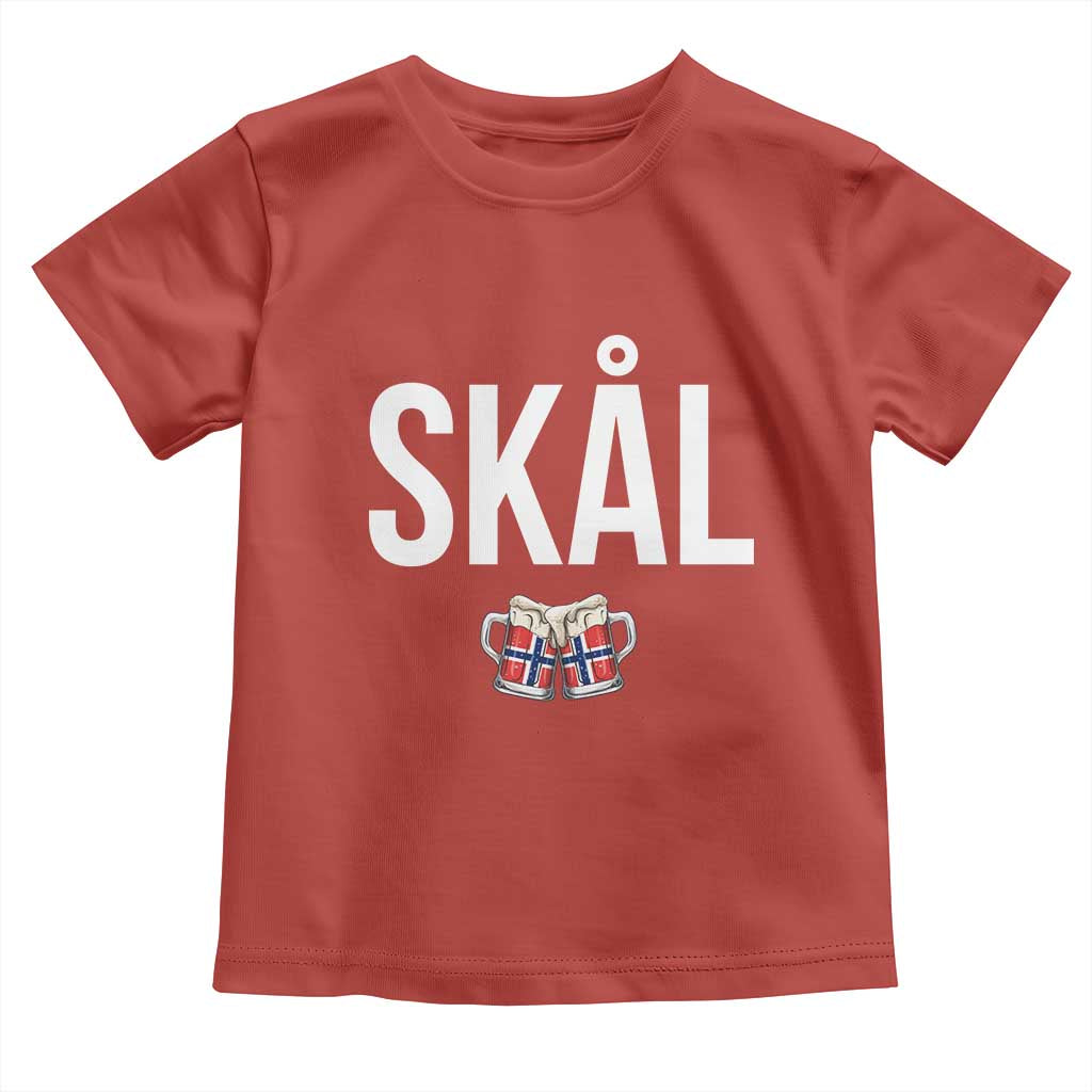 Skål Cheers in Norwegian Norway Toddler T Shirt Funny Drinking Beer Norwegian Scandinavian TS14 Red Print Your Wear