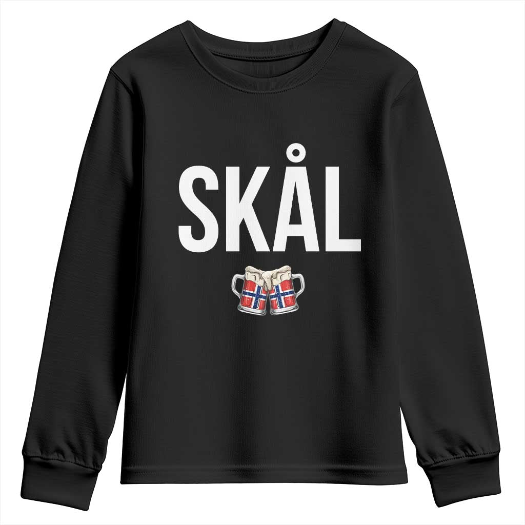 Skål Cheers in Norwegian Norway Youth Sweatshirt Funny Drinking Beer Norwegian Scandinavian TS14 Black Print Your Wear