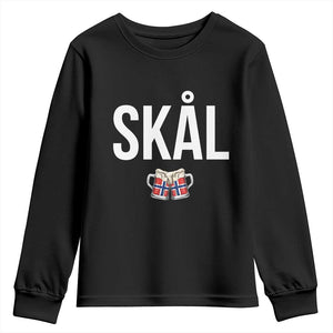 Skål Cheers in Norwegian Norway Youth Sweatshirt Funny Drinking Beer Norwegian Scandinavian TS14 Black Print Your Wear