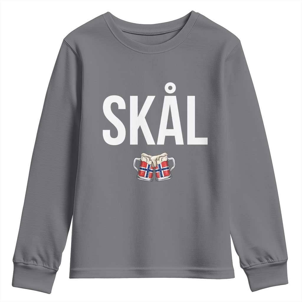 Skål Cheers in Norwegian Norway Youth Sweatshirt Funny Drinking Beer Norwegian Scandinavian TS14 Charcoal Print Your Wear